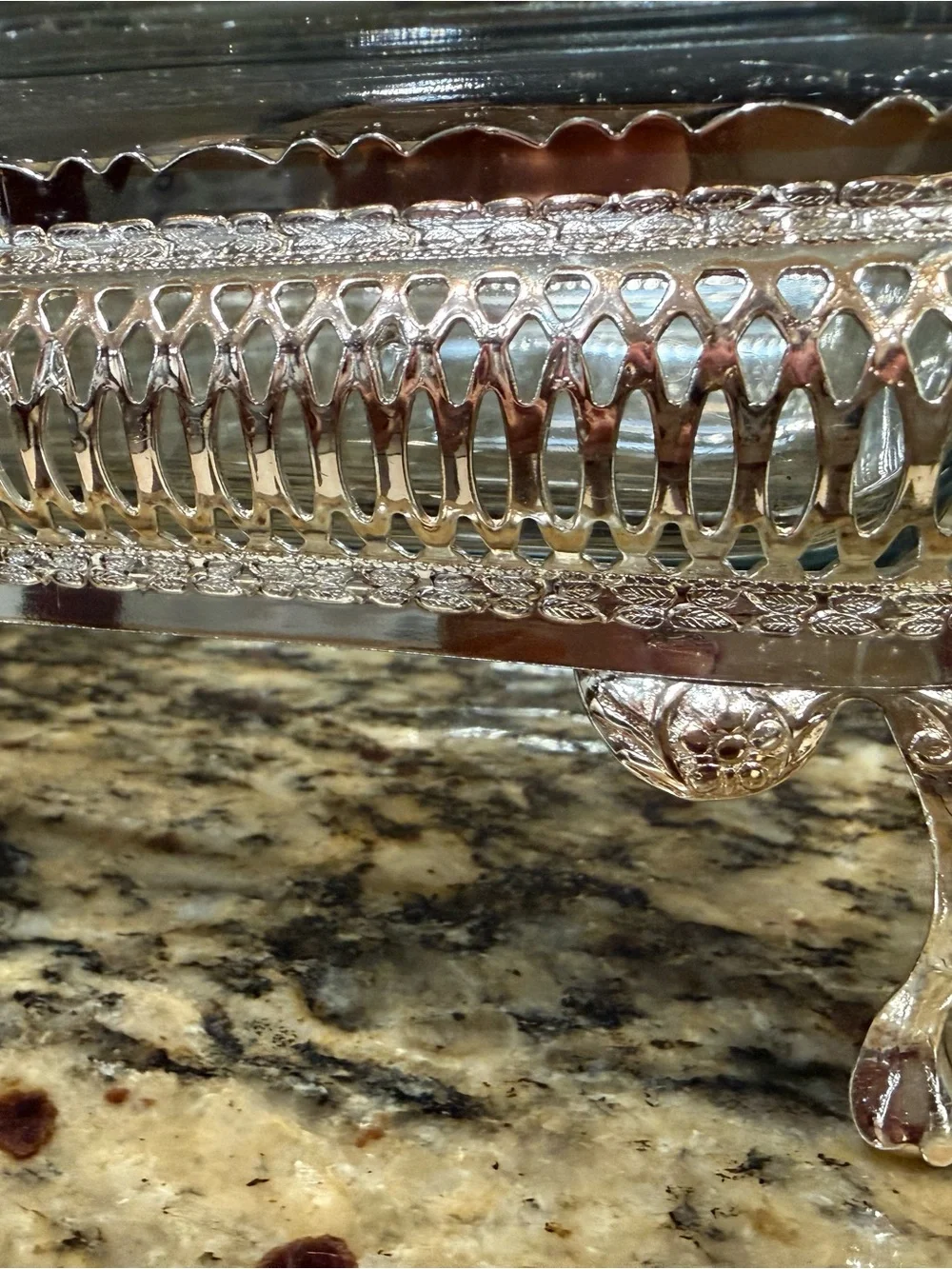 Vintage Silver-Tone Decorative Covered Serving Dish Set Pyrex